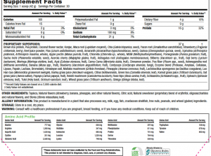 Supplement Fact for Shakeology